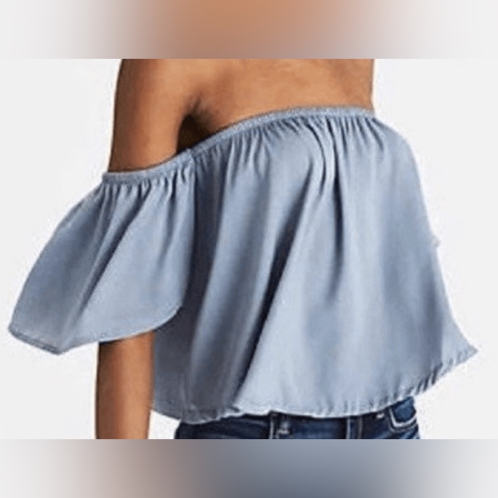 American Eagle Outfitters Light Blue Off-Shoulder Blouse